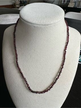 Handmade Dainty Garnet Gemstone Beaded Necklace | January Birthstone Gift
